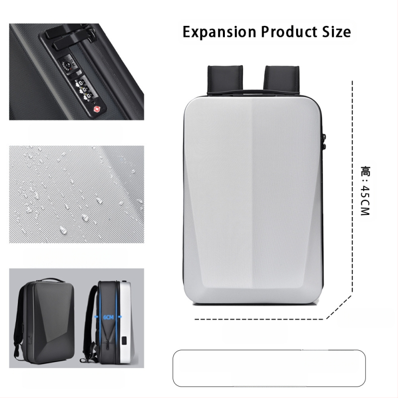 Σακίδιο πλάτης gaming λάπτοπ με σκληρό περίβλημα PC, αδιάβροχο, επεκτάσιμη χωρητικότητα 20-35 L, αντι-κλοπή, εργονομικός καμπύλος ιμάντας ώμου