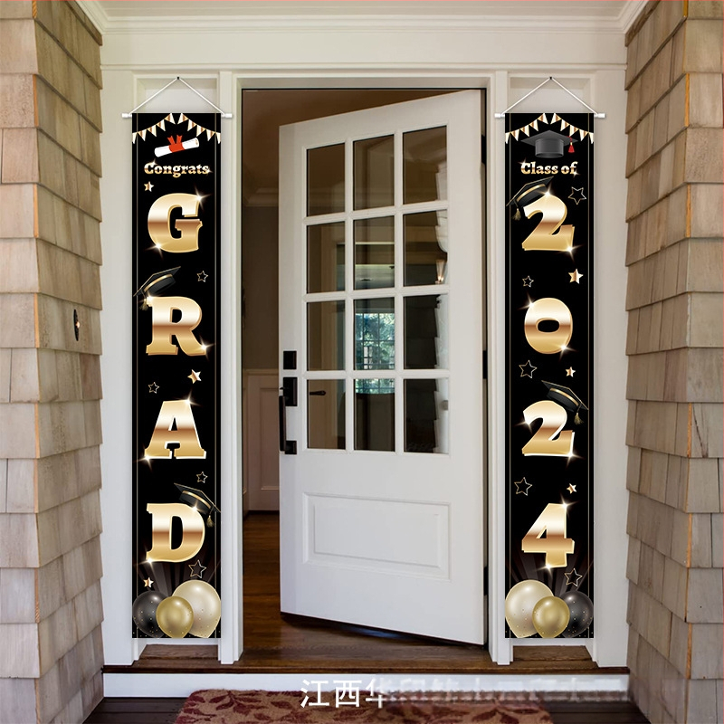 MOREFUN Декорация за врата с двоен надпис за завършване – парти оформление за завършване, аксесоар за оформление на зала, (Материал: Друг; IP: Няма; Опаковка: Opp Bag)