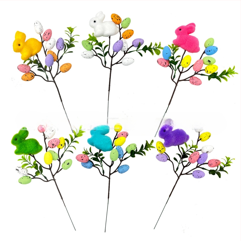 Великденско зайче на клон от пяна – декор за вграждане, прост стил, за сценично оформление