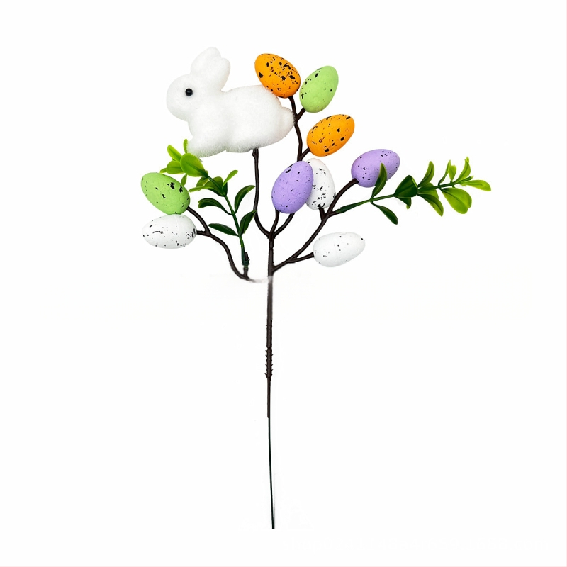 Великденско зайче на клон от пяна – декор за вграждане, прост стил, за сценично оформление