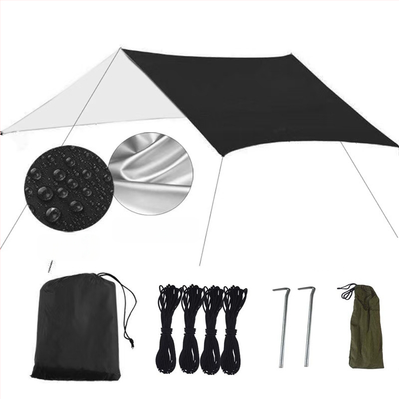 Полиестерна земна подложка за къмпинг – сребърно покритие, водоустойчива с индекс 1500+, лека, тегло 300–850 g, подходяща за пикник