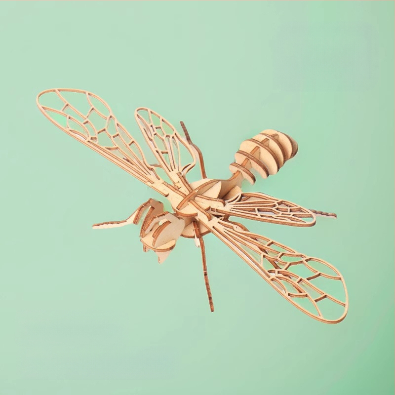 Koka 3D puzle bērniem ar kukaiņu tēmu — DIY komplekts, izglītojoša rotaļa vecumā 4–6 gadi, pielāgojama