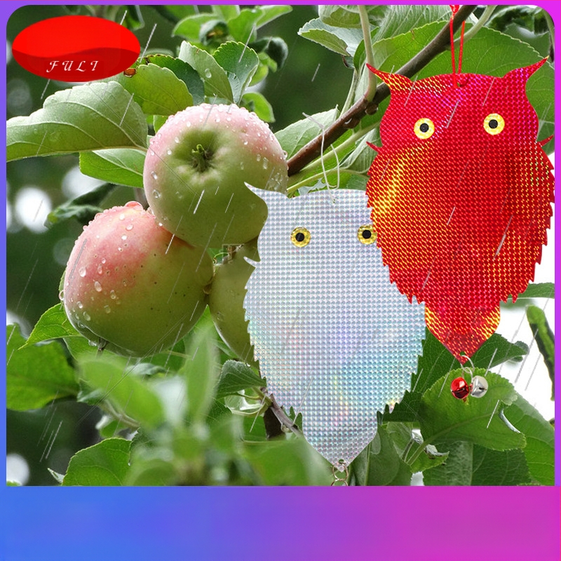 Сова-репелент за птици с двойно лазерно отражение, модел двойно-странна лазерна сова, материал PET+лазер филм, предназначение: градини и балкони