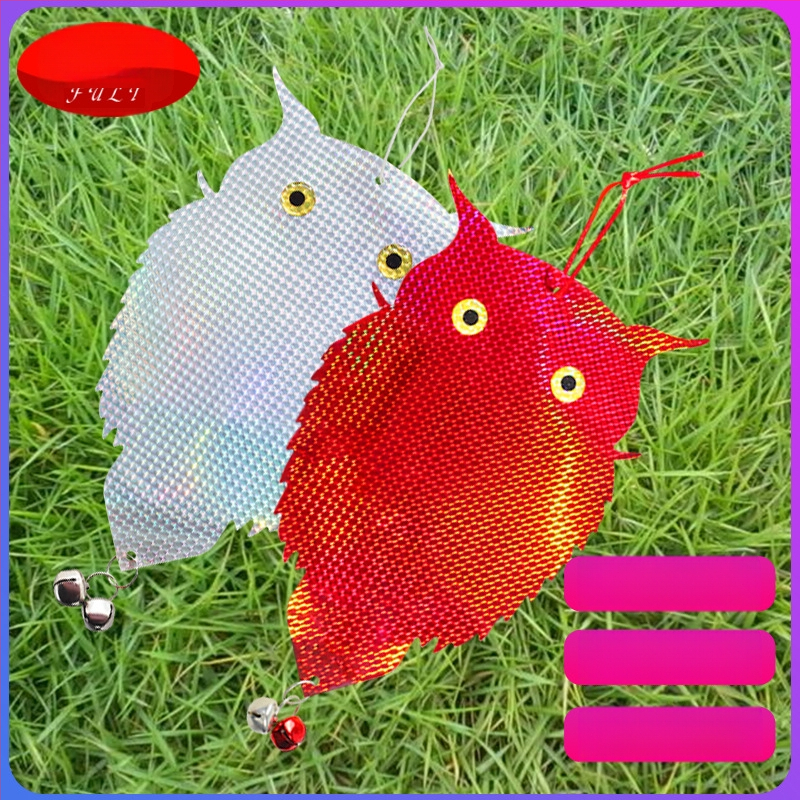 Сова-репелент за птици с двойно лазерно отражение, модел двойно-странна лазерна сова, материал PET+лазер филм, предназначение: градини и балкони