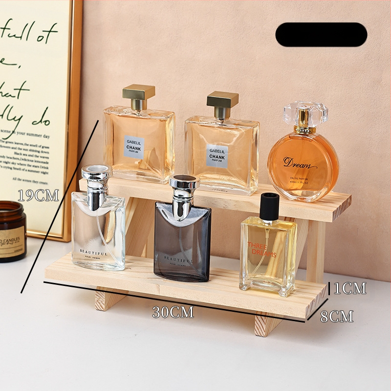 Ράφι προβολής αρωμάτων, μασίφ ξύλο, κλιμακωτό επιτραπέζιο οργανωτή, μοντέρνο μινιμαλιστικό στυλ, απαιτείται συναρμολόγηση, Μοντέλο 1