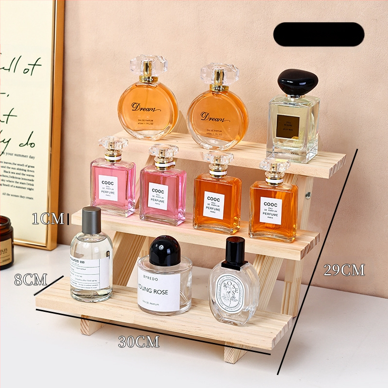 Ράφι προβολής αρωμάτων, μασίφ ξύλο, κλιμακωτό επιτραπέζιο οργανωτή, μοντέρνο μινιμαλιστικό στυλ, απαιτείται συναρμολόγηση, Μοντέλο 1