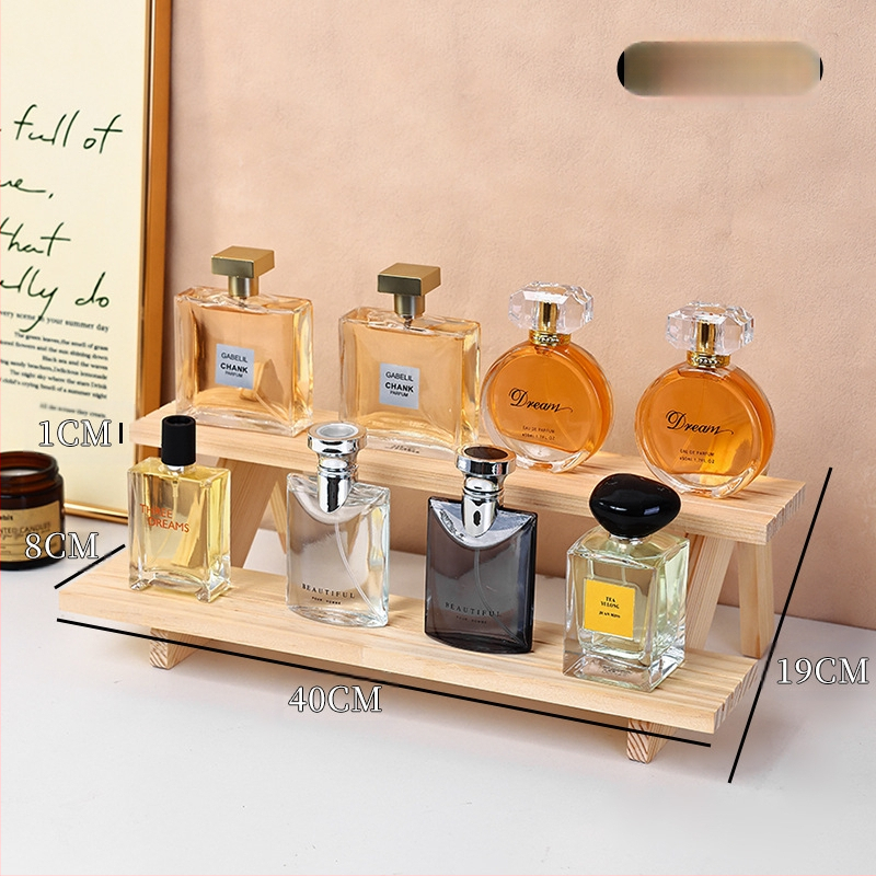 Ράφι προβολής αρωμάτων, μασίφ ξύλο, κλιμακωτό επιτραπέζιο οργανωτή, μοντέρνο μινιμαλιστικό στυλ, απαιτείται συναρμολόγηση, Μοντέλο 1