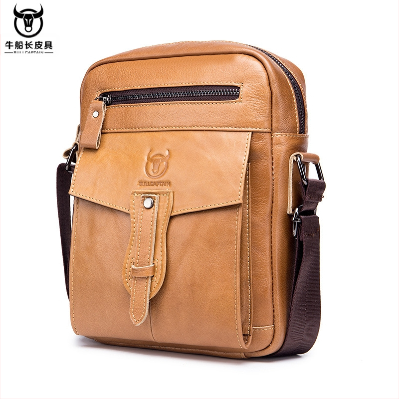 Vīriešu plecu soma Cow Captain Leather – augšējā slāņa liellopu āda, poliestera iekšpuse, iekšējie nodalījumi, pret zādzību funkcija, lielā ietilpība, pavasaris 2023