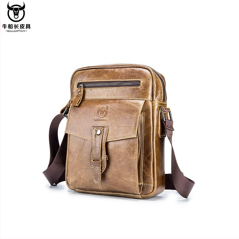 Vīriešu plecu soma Cow Captain Leather – augšējā slāņa liellopu āda, poliestera iekšpuse, iekšējie nodalījumi, pret zādzību funkcija, lielā ietilpība, pavasaris 2023