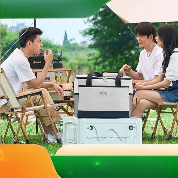 Prenosná izolačná taška na piknik od značky Rundu s chladiacim balíčkom, zložená, rýchle chladenie, Oxford textil, objem 30