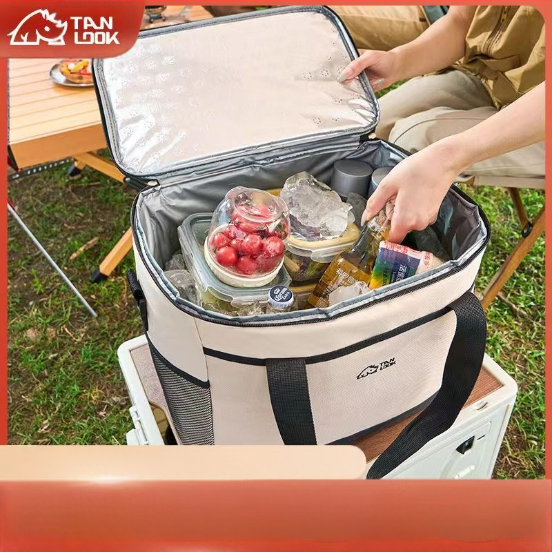 Prenosná izolačná taška na piknik od značky Rundu s chladiacim balíčkom, zložená, rýchle chladenie, Oxford textil, objem 30