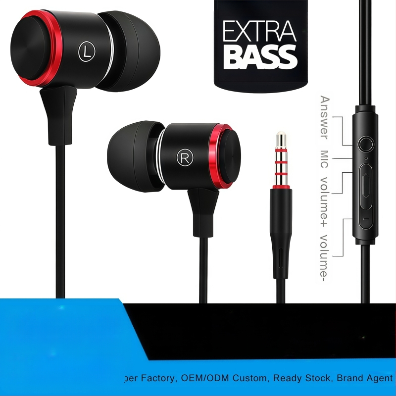 Vadu iekšējās ausu spēļu austiņas ar dinamisku skaļruni, spēcīgs bas, inline vadība, 1,2 m kabelis, 3,5 mm ligzda, modeļ E3, Android savietojams