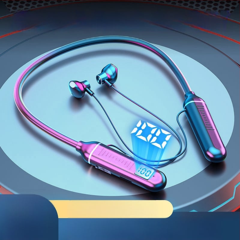 Bluetooth слушалка за шията – спортен модел, стерео, Bluetooth 5.0, обхват 10 м, живот на батерията над 8 ч, IPX3