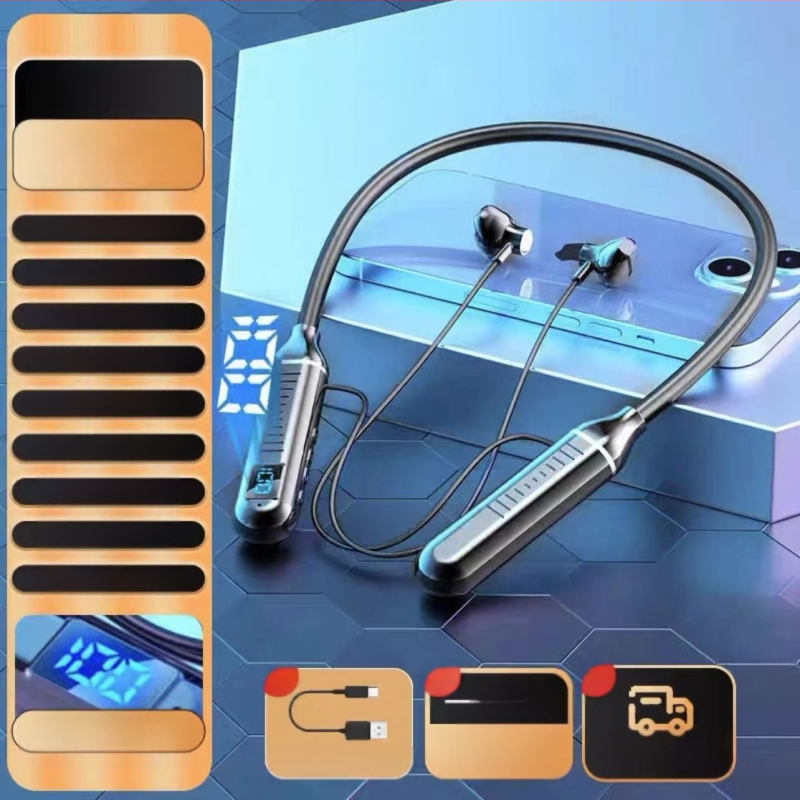 Bluetooth kakla austiņa – sporta modelis, stereo, Bluetooth 5.0, 10 m darbības rādiuss, akumulatora darbības laiks virs 8 stundām, IPX3