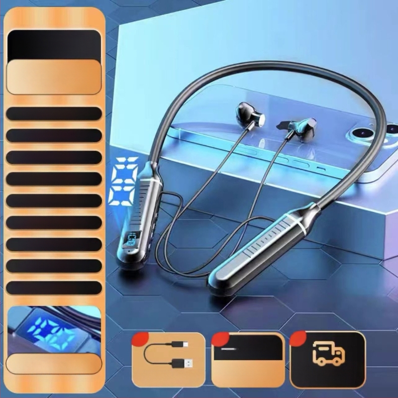 Bluetooth kakla austiņa – sporta modelis, stereo, Bluetooth 5.0, 10 m darbības rādiuss, akumulatora darbības laiks virs 8 stundām, IPX3