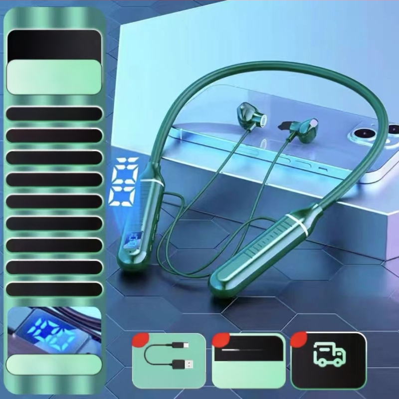 Bluetooth kakla austiņa – sporta modelis, stereo, Bluetooth 5.0, 10 m darbības rādiuss, akumulatora darbības laiks virs 8 stundām, IPX3