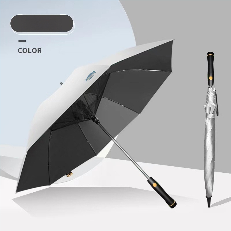 TTK чадър с вентилатор – многофункционален, автоматично отваряне, 8 ребра, алуминиев прът, ABS дръжка, 190T плат, дълга дръжка