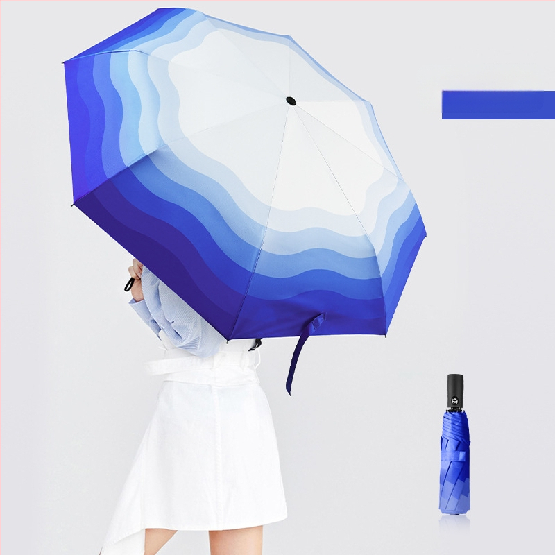 Ομπρέλα τριών τμημάτων με αυτόματη λειτουργία, διαβαθμισμένου σχεδίου αντίσταση στον άνεμο, 8 ακτίνες, UPF50+, δυνατότητα λογοτύπου