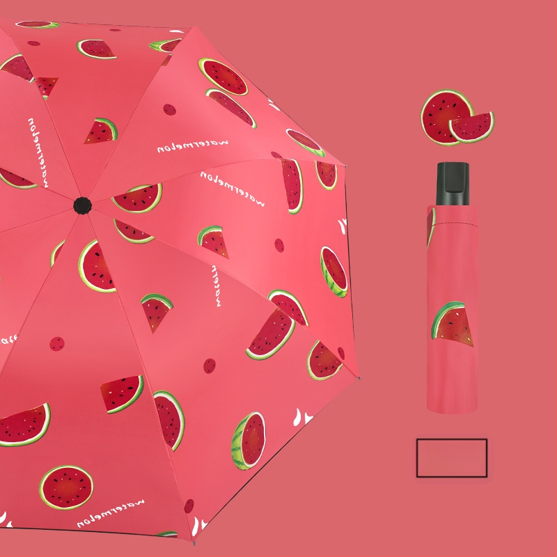 Ομπρέλα με τρία τμήματα, χειροκίνητη, UV προστασία, 8 σκελετοί από ατσάλι, ύφασμα 170T, φρουτοθεματική