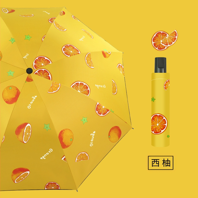 Ομπρέλα με τρία τμήματα, χειροκίνητη, UV προστασία, 8 σκελετοί από ατσάλι, ύφασμα 170T, φρουτοθεματική