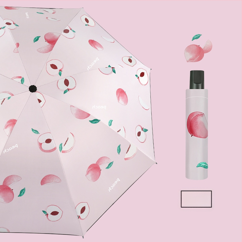 Ομπρέλα με τρία τμήματα, χειροκίνητη, UV προστασία, 8 σκελετοί από ατσάλι, ύφασμα 170T, φρουτοθεματική