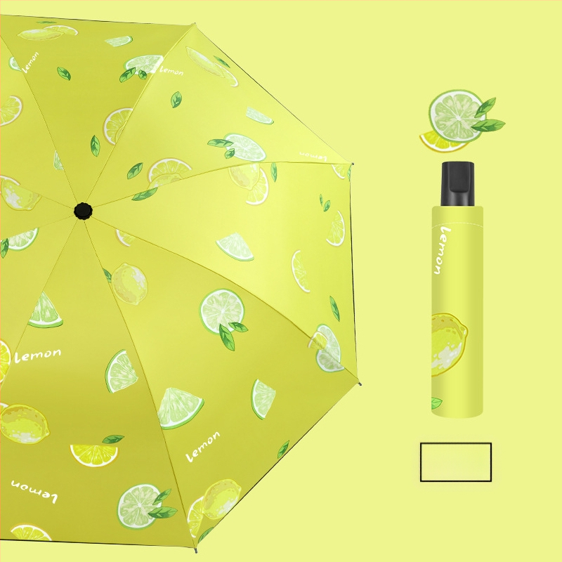 Ομπρέλα με τρία τμήματα, χειροκίνητη, UV προστασία, 8 σκελετοί από ατσάλι, ύφασμα 170T, φρουτοθεματική