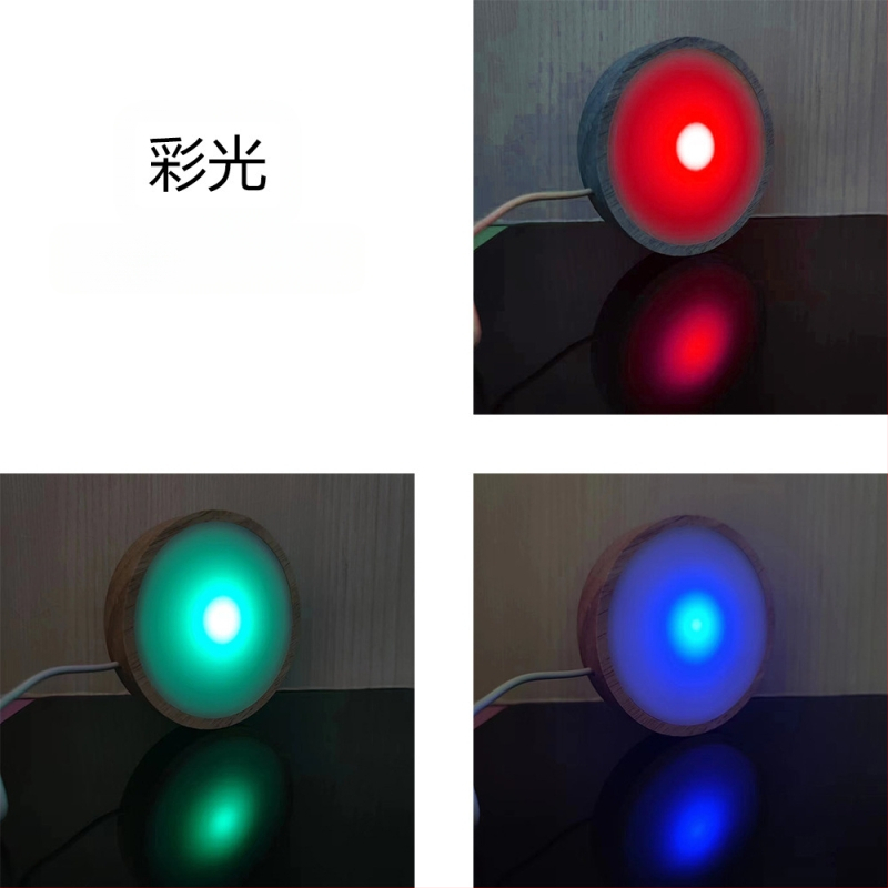 LED нощна лампа с основа от дъбово дърво и кръгла дифузионна плоча, модерен минималистичен декоративен елемент (дъбово дърво; дървен материал; кръгла дифузионна плоча; модерен минимализъм)