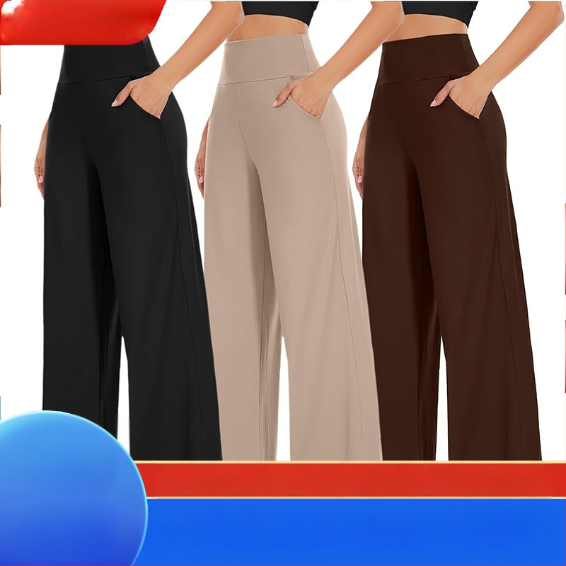 Γυναικείες φαρδιές παντελόνες με τσέπες, υψηλή μέση, φαρδιά γραμμή, μήκος 3/4, μικροελαστικότητα, ύφασμα chenille με spandex