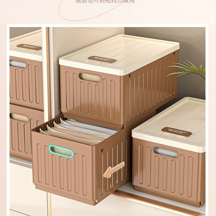 Hongwei гардеробна кутия за панталони и бельо, сгъваема, с разделители и слоести отделения, 120 л, правоъгълна форма, за спалня