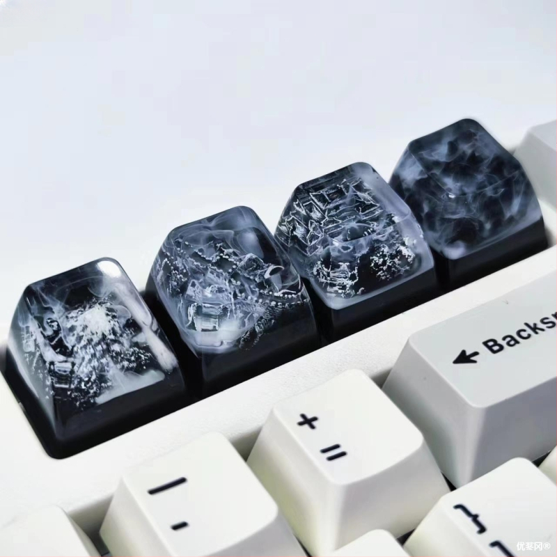 Keycap από ρητίνη για μηχανικό πληκτρολόγιο, με σχέδιο σε στυλ μελανιού: Μεγάλο Τείχος, βουνά και κοιλάδα
