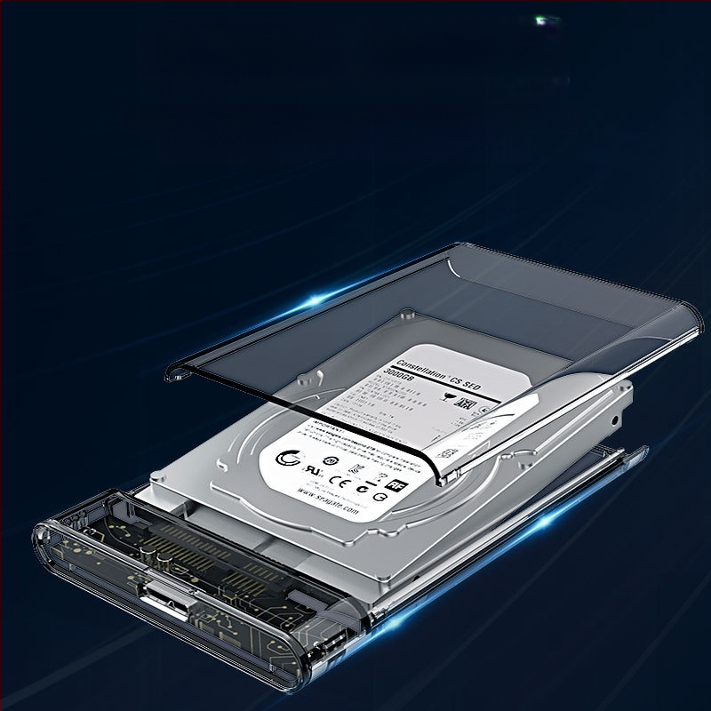 Външен корпус за SATA твърд диск, USB 2.0/3.0/3.1 към SATA, PC материал, поддържа 2–4 TB, до 480 MB/s