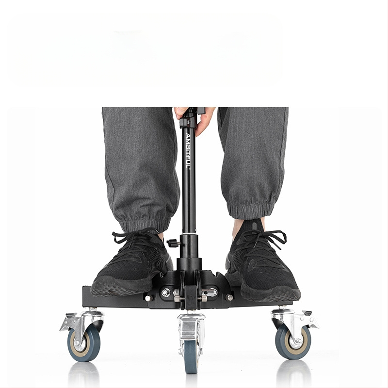 Статив за осветление за фотография с алуминиев сплав, тежък с ролкова система, сгъваем двусекционен, височина 81 см, товароподемност 80 кг