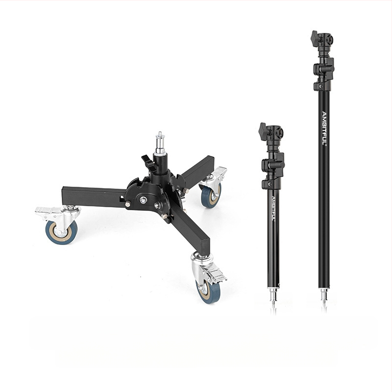 Статив за осветление за фотография с алуминиев сплав, тежък с ролкова система, сгъваем двусекционен, височина 81 см, товароподемност 80 кг