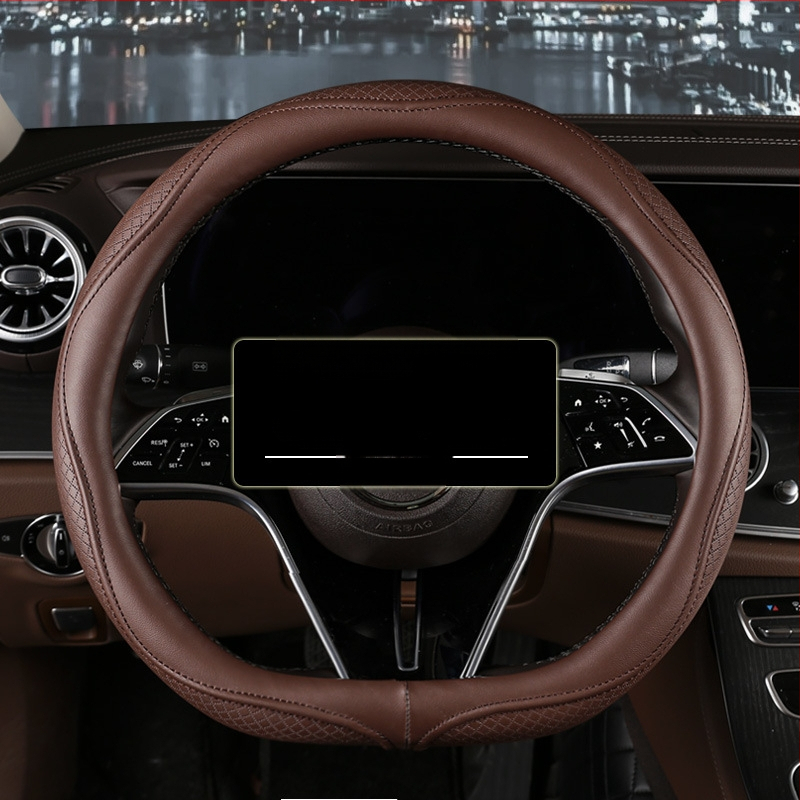 Д-тип обвивка за волан, диамантено релефна, универсална, изкуствена кожа, против приплъзване и дишаща