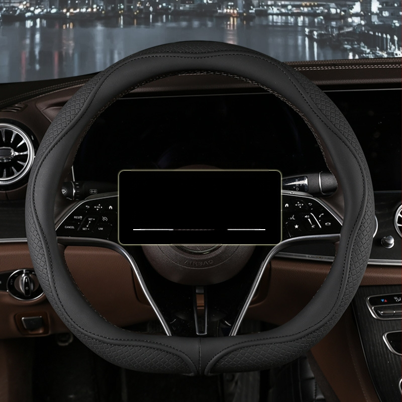 Д-тип обвивка за волан, диамантено релефна, универсална, изкуствена кожа, против приплъзване и дишаща