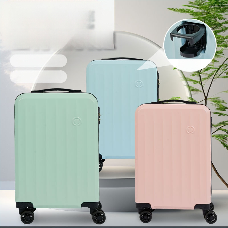 Matēts ceļojumu koferis 2024 ar krūzes turētāju, rāvējslēdzēja aizvērums, ABS/PC, universālie riteņi, pretzādzības aizsardzība