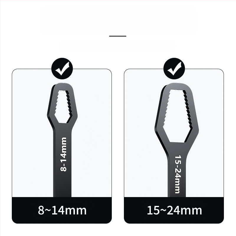 Многофункционален комплект регулируеми гаечни ключове с глава във форма на сливово цвете, двойнокраен, самозатягащ