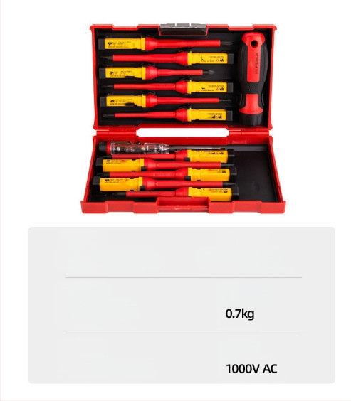 Mamba σετ κατσαβιδιών 13 τεμαχίων με μόνωση VDE για ηλεκτροτεχνικούς — μαγνητικές άκρες από ανθρακούχο χάλυβα, Phillips και κατσαβίδι με ευθεία κεφαλή