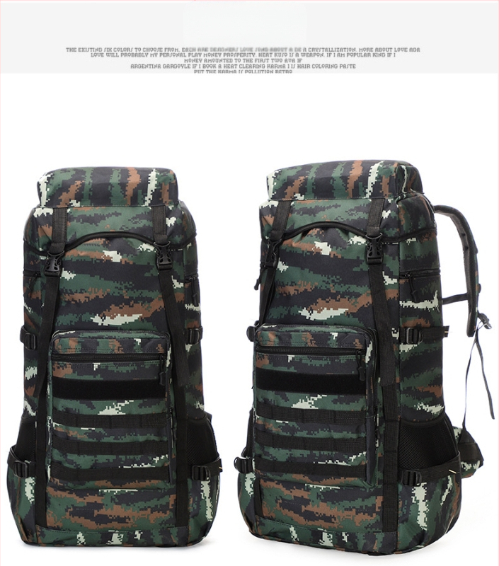 Pārgājumu mugursoma kalnu izbraucieniem – universāla, Oxford audums, gaisa spilvenu siksnas, poliestera oderes, svītrainais raksts, nodilumiem izturīgs, samazina slodzi