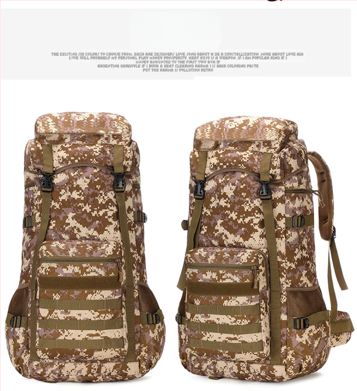 Pārgājumu mugursoma kalnu izbraucieniem – universāla, Oxford audums, gaisa spilvenu siksnas, poliestera oderes, svītrainais raksts, nodilumiem izturīgs, samazina slodzi