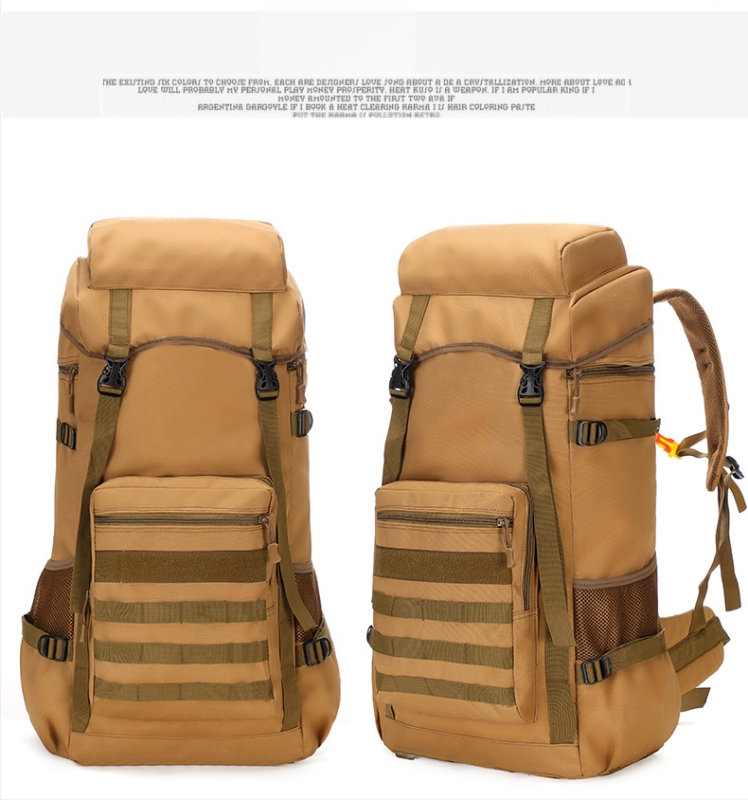 Pārgājumu mugursoma kalnu izbraucieniem – universāla, Oxford audums, gaisa spilvenu siksnas, poliestera oderes, svītrainais raksts, nodilumiem izturīgs, samazina slodzi