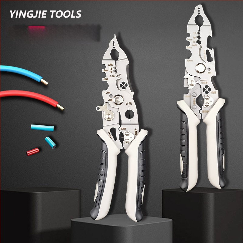 Yingjie Κλειστήρες απογύμνωσης καλωδίων με καμπτόμενες γνάθες, λαβή από καουτσούκ, αγκώνας, ράμφος αετού, κλειδί