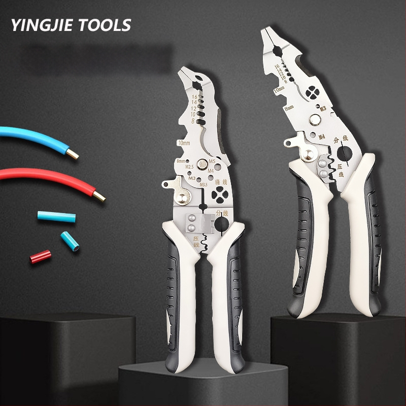 Yingjie Κλειστήρες απογύμνωσης καλωδίων με καμπτόμενες γνάθες, λαβή από καουτσούκ, αγκώνας, ράμφος αετού, κλειδί