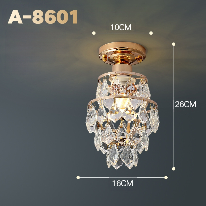 Κρυστάλλινο φωτιστικό οροφής - ευρωπαϊκού στυλ, LED, μεταλλικό σώμα, κρυστάλλινο σκιάδιο, 220V, εμβαδόν 3-5㎡