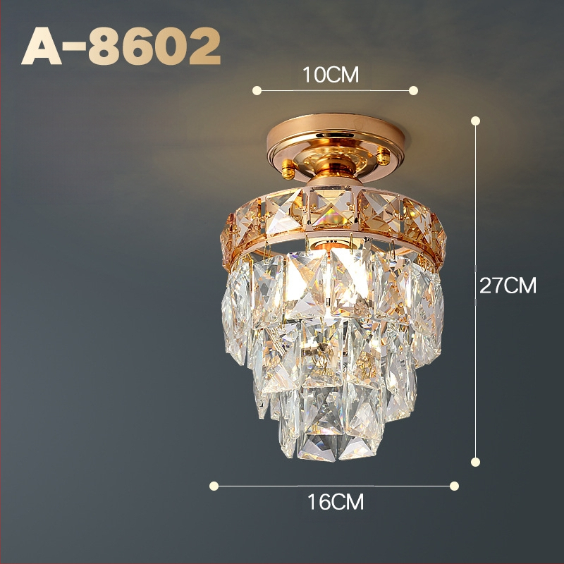 Κρυστάλλινο φωτιστικό οροφής - ευρωπαϊκού στυλ, LED, μεταλλικό σώμα, κρυστάλλινο σκιάδιο, 220V, εμβαδόν 3-5㎡