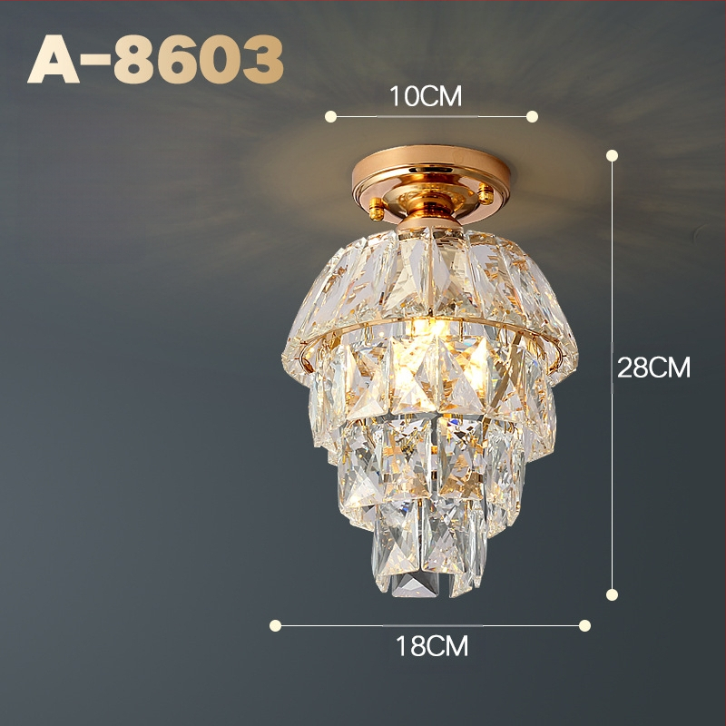 Κρυστάλλινο φωτιστικό οροφής - ευρωπαϊκού στυλ, LED, μεταλλικό σώμα, κρυστάλλινο σκιάδιο, 220V, εμβαδόν 3-5㎡