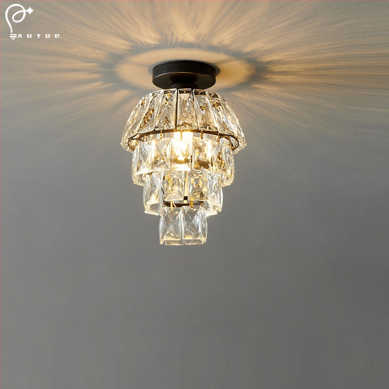 Κρυστάλλινο φωτιστικό οροφής - ευρωπαϊκού στυλ, LED, μεταλλικό σώμα, κρυστάλλινο σκιάδιο, 220V, εμβαδόν 3-5㎡