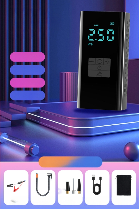 Pārvietojamā auto gaisa sūknis ar ārkārtas barošanas avotu — 14,8V, 100W, 25 L/min, digitālais displejs, riepas spiediena mērītājs