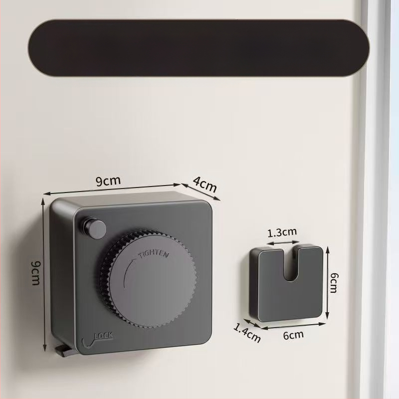 Balkona žāvēšanas aukla ar teleskopisku uzstādīšanu bez urbumiem — 304 nerūsējošā tērauda troses, ABS + alumīnija pamats