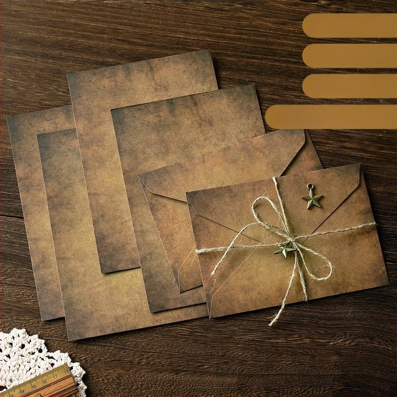 MOYL Kraft Paper Σετ επιστολών με φακέλους – χειρόγραφα ερωτικά γράμματα, γράμματα εξομολόγησης, ρομαντικό κρεμαστό με σπάγγο κάνναβης